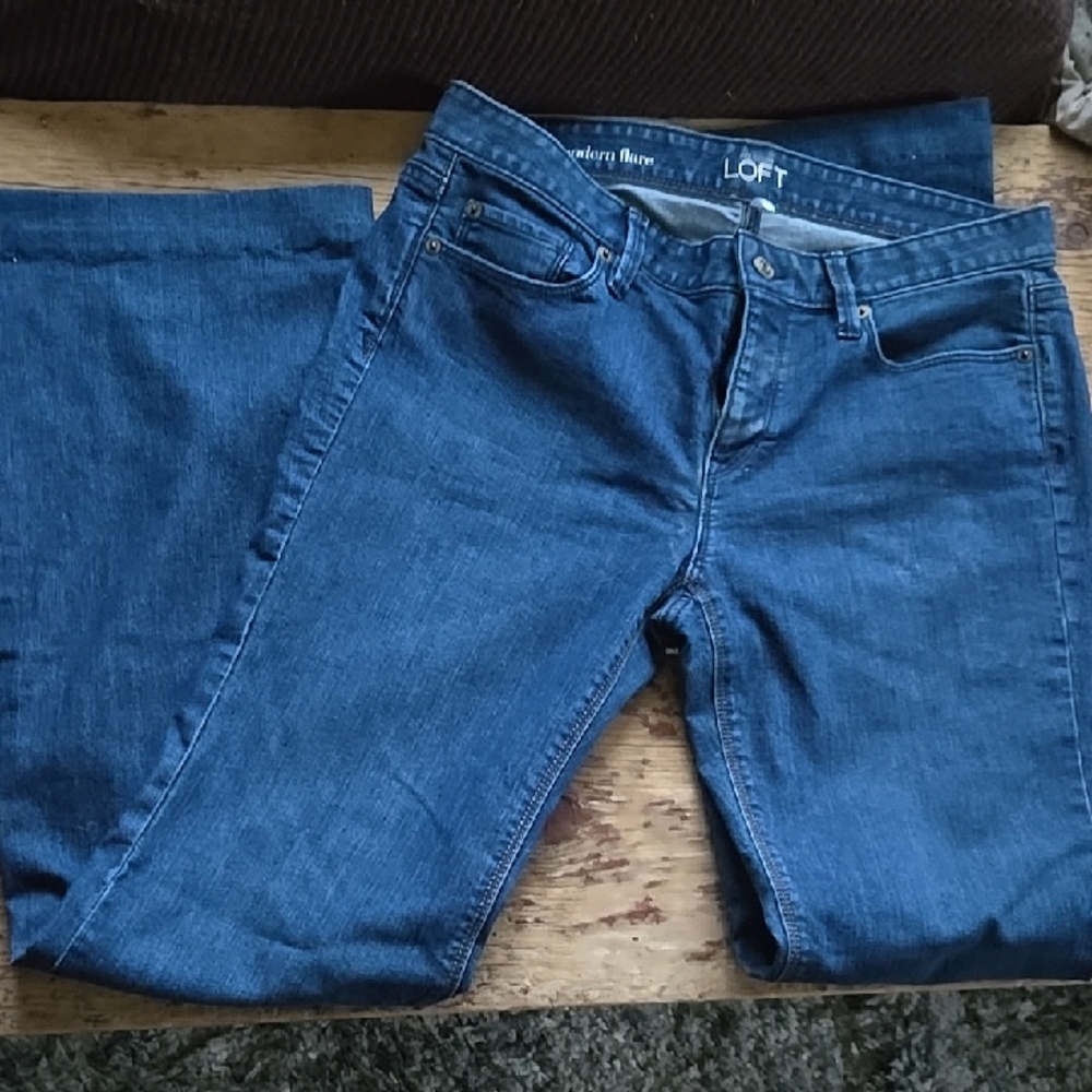 LOFT Women's Classic Blue Flare Jeans
